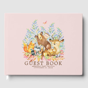 Girls Woodland Baby Showbook Gästebuch