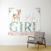 Girls Woodland Deer Baby Dusche Hintergrund Banner Wandteppich (Beispiel (Horizontal))