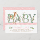 Girls Woodland Deer Baby Shower Einladungen (Vorne/Hinten)