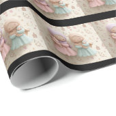 Girls Wrapping Paper | Cute Hijab Dolls Gift Wrap Geschenkpapier (Rolleneckpunkt)