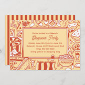 Girls Yellow Sleepover Geburtstagsparty Einladung (Vorne/Hinten)