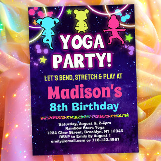 Girls Yoga Birthday Party Einladung