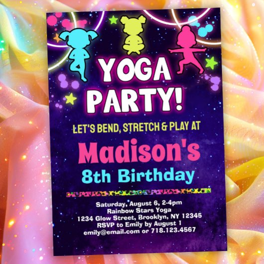 Girls Yoga Birthday Party Einladung