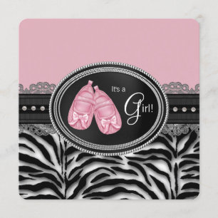 Girls Zebra Baby Shower Einladung