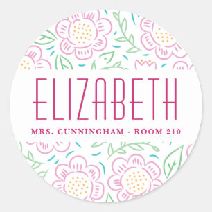 Girls zurück zur Schule Blumensiegel Runder Aufkleber