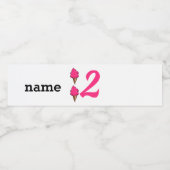 Girls Zweite Geburtstagsparty Rosa Eiscreme Wasserflaschenetikett (Einzelnes Label)