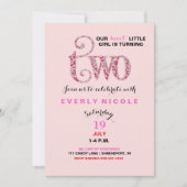 Girl's zweites Geburtstag Rosa Sprinkles Einladung (Vorderseite)