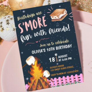 Girls'more Bonfire Smore Spaß Freunde Camping Einladung