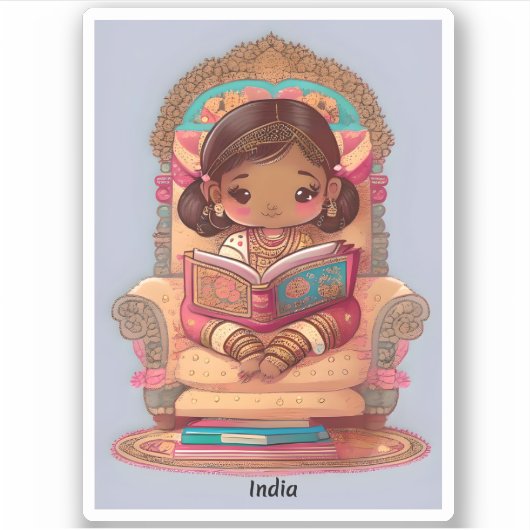 Girlsof the World Reading - Indien Aufkleber (Vorderseite)