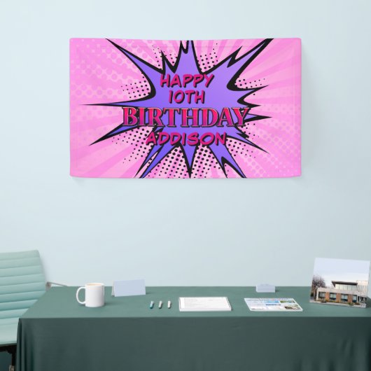 Girls'Superhero Birthday Banner (Messeveranstaltung)