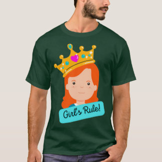 Girlx27s Rule Girl mit Kronen-Redhead T-Shirt