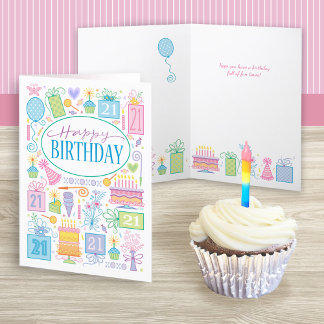 Girly 21. Geburtstagkarte Karte