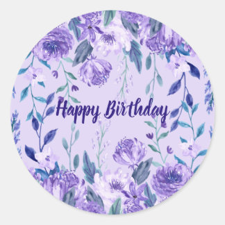 Girly 50. Geburtstag Lavender Lila Floral Runder Aufkleber