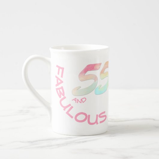 Girly 55. Geburtstag Rainbow Watercolor Typografie Porzellantasse (Links)