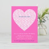 Girly 79. Geburtstags-Einladung Girl Heart Pink Einladung (Stehend Vorderseite)
