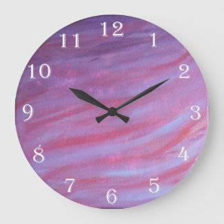 Girly Abstrakt | Weiblich rosa Lila Niedliches Zeb Große Wanduhr