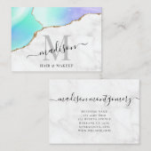 Girly Agate Gold Glitzer Marmormonogram Makeup Visitenkarte (Vorne/Hinten)