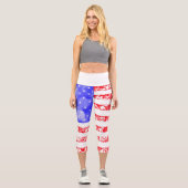Girly American Flag Wolken und Spitzen Capri Leggings (Vorderseite)