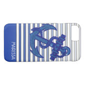 Girly Anker-SeeSegelboot Ombre Streifen Case-Mate iPhone Hülle (Rückseite (Horizontal))