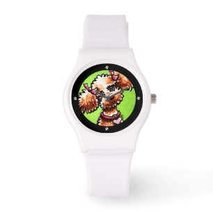 Girly Aprikosen-Pudel Weg-Leine Art™ Armbanduhr