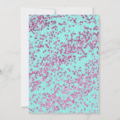 Girly Aqua Aquamarin Hellrosa Glitzer Staubmilch 1 Einladung (Rückseite)
