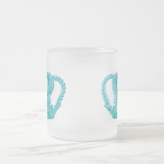 Girly Aqua-blaue Vintage Krone Mattglastasse (Mittel)