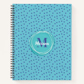 Girly Aqua Blue Dots Muster Monogram Notizblock (Vorderseite)