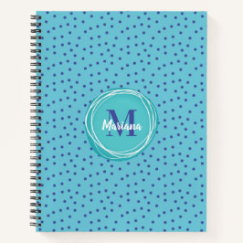 Girly Aqua Blue Dots Muster Monogram Notizblock
