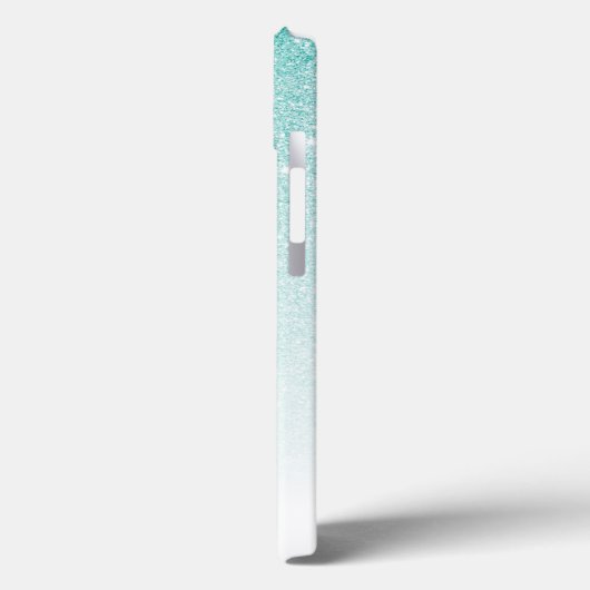 Girly Aqua Blue Glitzer Ombre Monogram Case-Mate iPhone Hülle (Rückseite / Links)