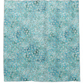 Girly Aqua Blue Glitzy Glam Glitzer Leopard Print Duschvorhang (Vorderseite)