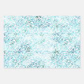 Girly Aqua Blue Glitzy Glam Glitzer Leopard Print Geschenkpapier Set (Vorderseite 2)