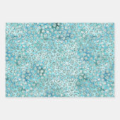 Girly Aqua Blue Glitzy Glam Glitzer Leopard Print Geschenkpapier Set (Vorderseite)