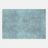 Girly Aqua Blue Glitzy Sparkle Geschenkpapier Set (Vorderseite 3)