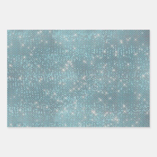 Girly Aqua Blue Glitzy Sparkle Geschenkpapier Set (Vorderseite 3)