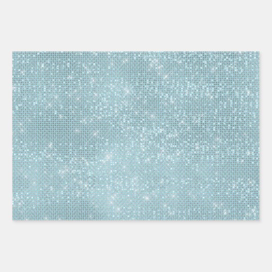 Girly Aqua Blue Glitzy Sparkle Geschenkpapier Set (Vorderseite 2)