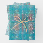 Girly Aqua Blue Glitzy Sparkle Geschenkpapier Set (Beispiel)