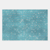 Girly Aqua Blue Glitzy Sparkle Geschenkpapier Set (Vorderseite)