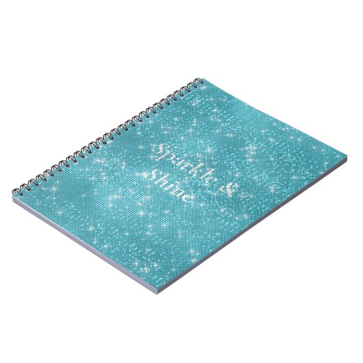 Girly Aqua Blue Glitzy Sparkle Notizblock (Linke Seite)