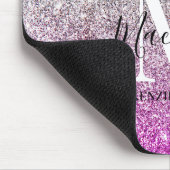 Girly Aqua Blue Pink Ombre Glitzer Monogram Name Mousepad (Ecke)