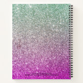 Girly Aqua Blue Pink Ombre Glitzer Monogram Name Notizblock (Rückseite)