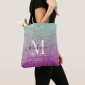 Girly Aqua Blue Pink Ombre Glitzer Monogram Name Tasche (Von Nahem)