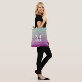 Girly Aqua Blue Pink Ombre Glitzer Monogram Name Tasche (Am Model)
