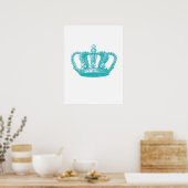 Girly Aqua Blue Vintag Crown Poster (Küche)