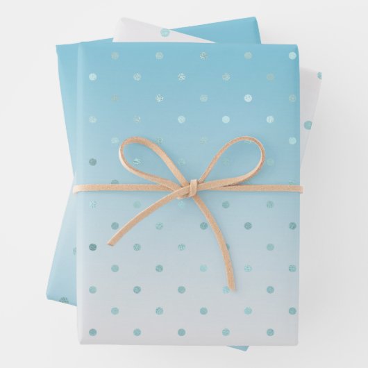 Girly Aqua Glam Dots Geschenkpapier Set (Beispiel)