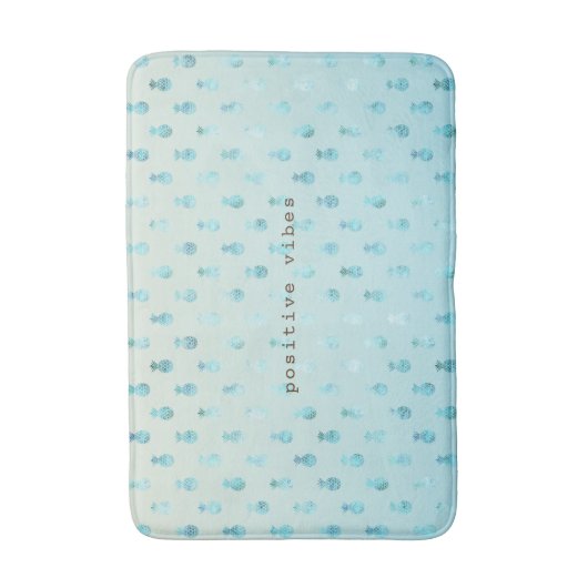 Girly Aqua Glam Tropical Ananas Ombre Badematte (Vorderseite Vertikal)