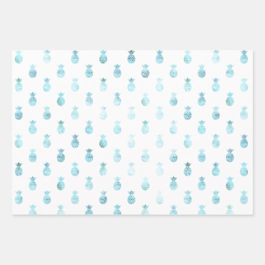Girly Aqua Glam Tropical Ananas Ombre Geschenkpapier Set (Vorderseite 2)