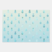 Girly Aqua Glam Tropical Ananas Ombre Geschenkpapier Set (Vorderseite)