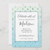 Girly Aqua Glam Tropical Pineapples Ombre Einladung (Vorderseite)