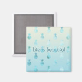 Girly Aqua Glam Tropical Pineapples Ombre Magnet (Vorderseite/Rückseite)