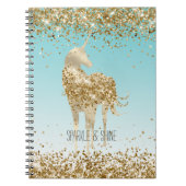 Girly Aqua Gold Confetti Glitzer Unicorn Notizblock (Vorderseite)